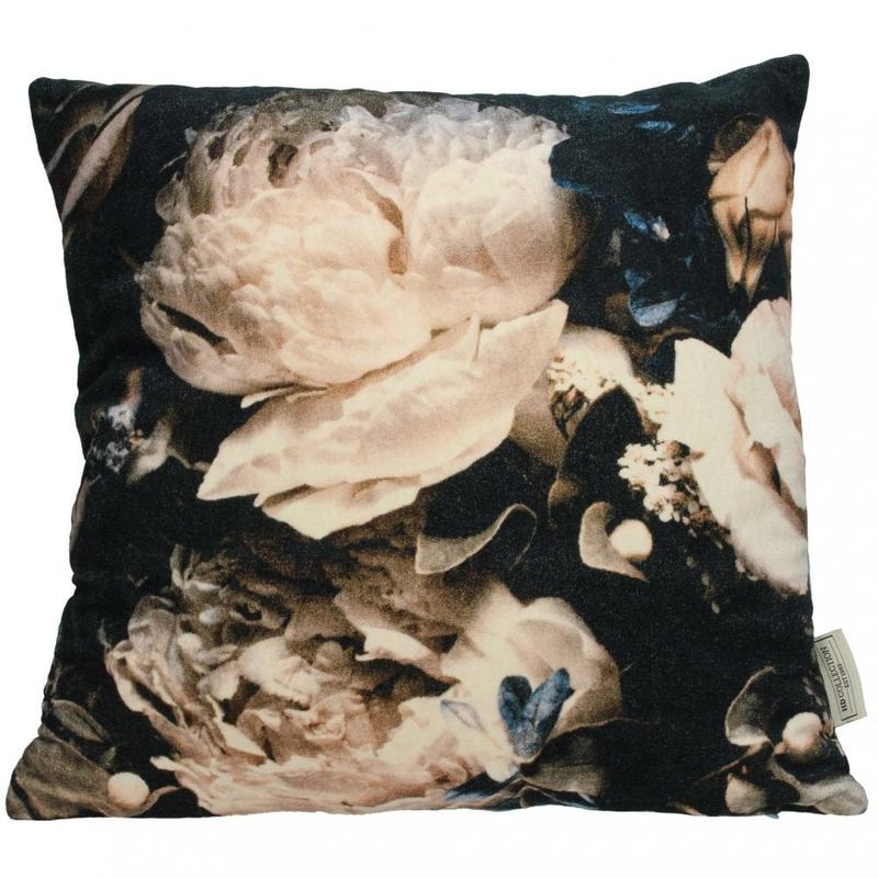 Velvet Peony Floral Cushion