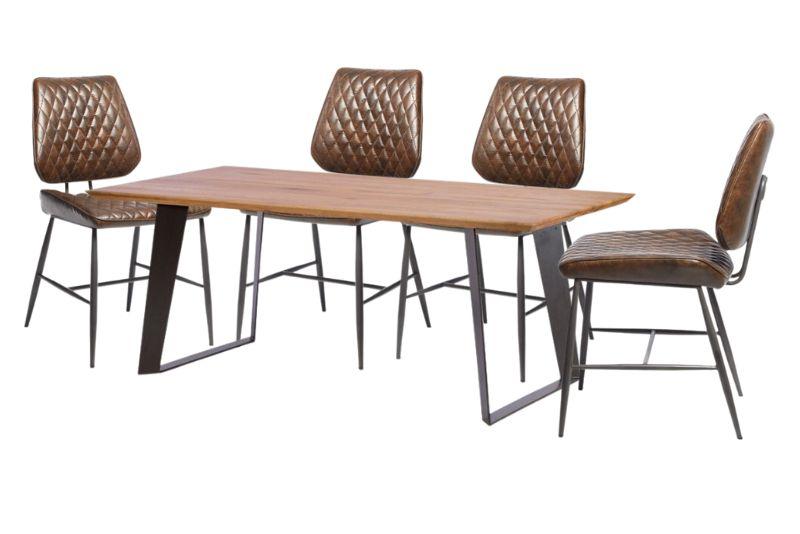 Smithfield 180cm Dining Table and 4 Brown Isabella Chairs - Bundle Deal