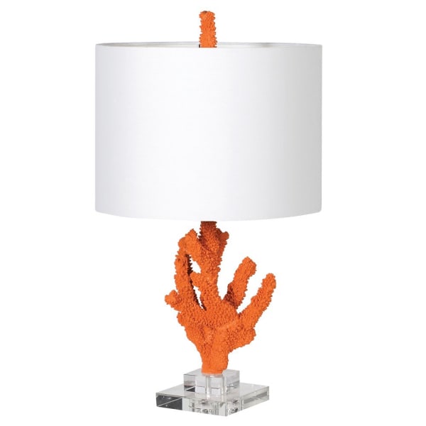 Orange Coral Lamp with Linen Shade