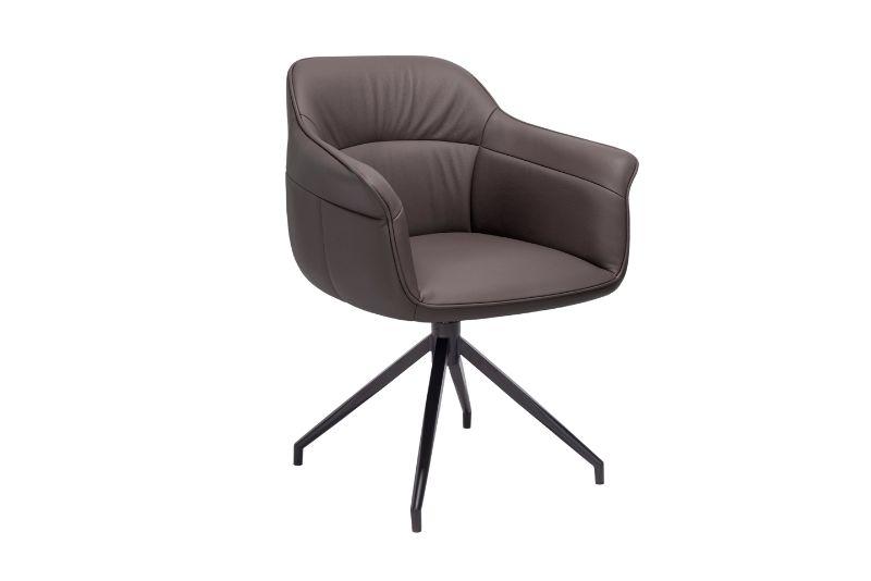 Amrita Swivel Dining Chair Mid Grey Leather