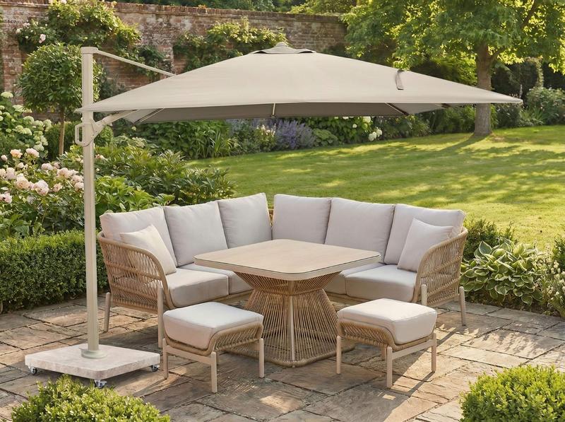 Champagne Glow Garden Parasol and Base