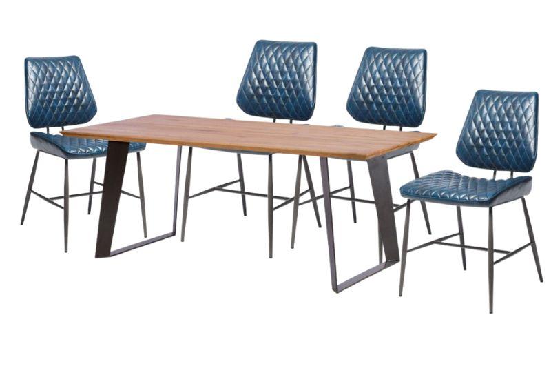 Smithfield 220cm Dining Table and 4 Blue Isabella Chairs - Bundle Deal