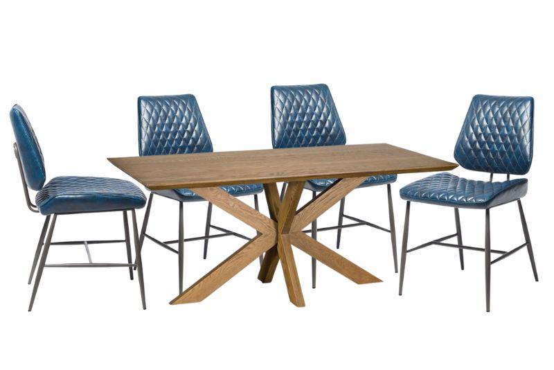 Finley 180cm Dining Table & Dark Blue Isabella Dining Chair Bundle