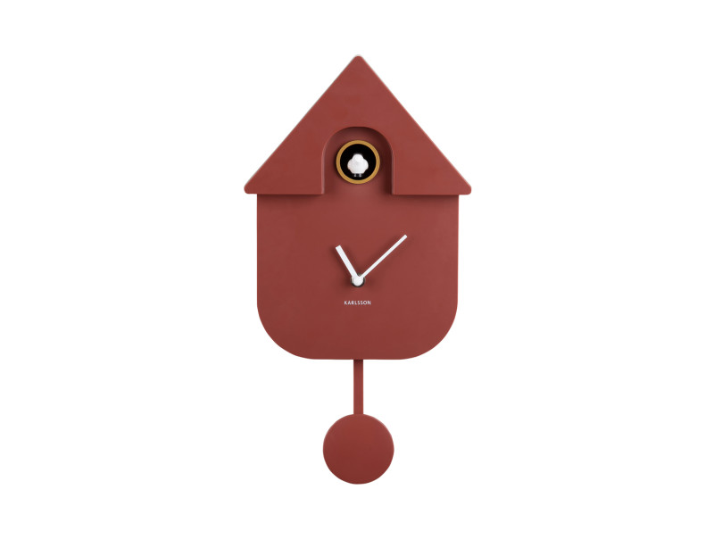 Modern Cuckoo Wall Clock - Red Ochre