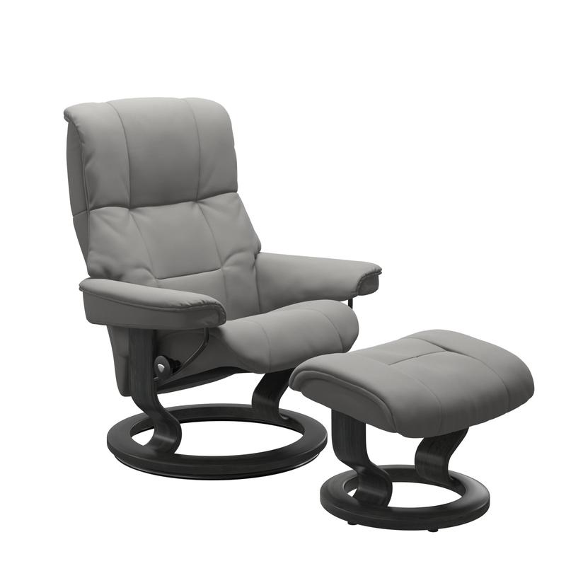 Stressless Mayfair Recliner Chair & Stool Medium Silver Grey/Grey