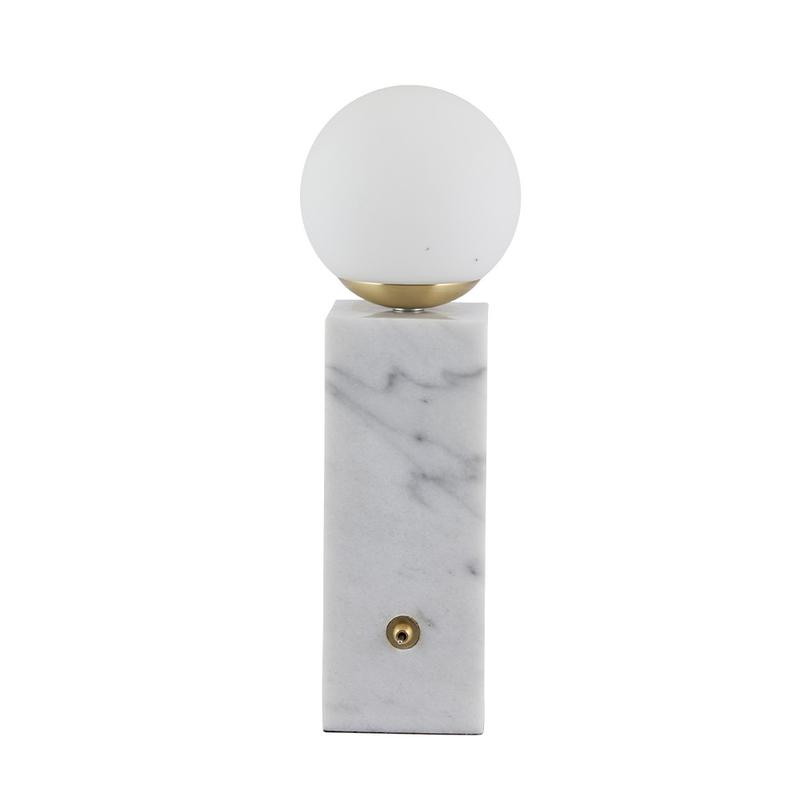 Emile Brushed Brass and White Marble Orb Table Lamp
