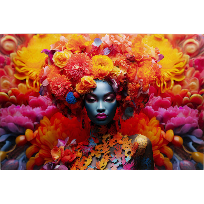 Floral Woman Glass Picture