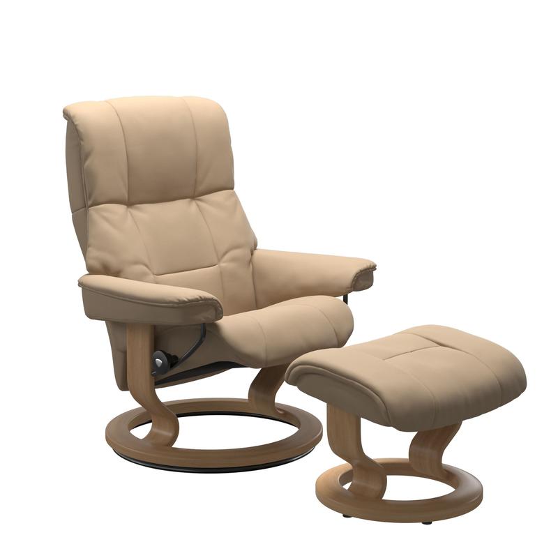 Stressless Mayfair Recliner Chair & Stool Medium Beige/Oak