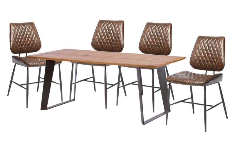 Smithfield 220cm Dining Table and 4 Brown Isabella Chairs - Bundle Deal