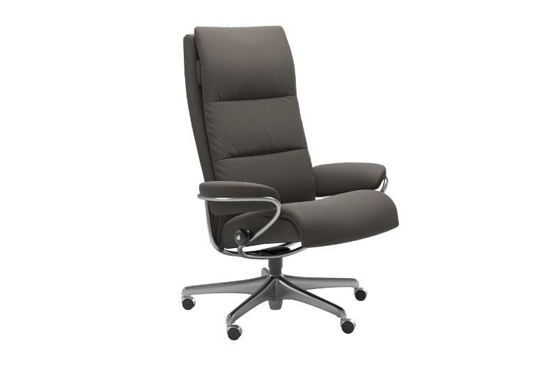 Stressless Tokyo Office Chair with Headrest Paloma Silver Grey