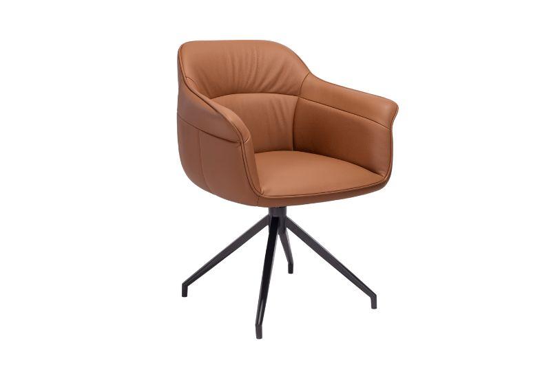 Amrita Swivel Dining Chair Tan Leather