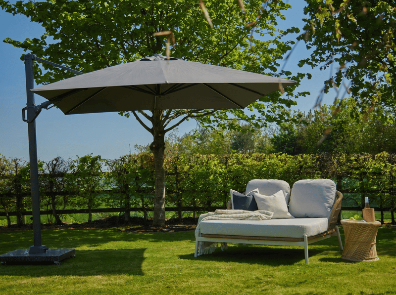 Anthracite Glow Garden Parasol and Base & Free Cover