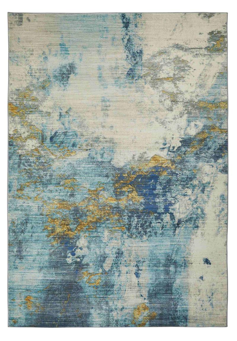 Concept Looms LUX04 Washable Rug Blue Gold