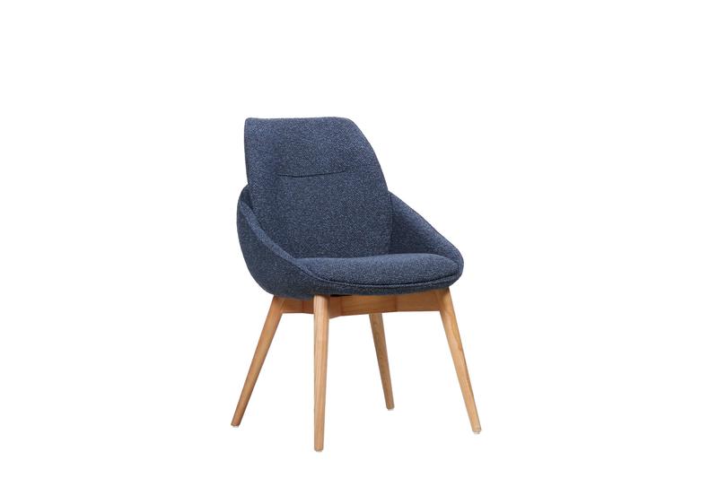 Jesiba Dining Chair Dark Blue with Wooden Legs