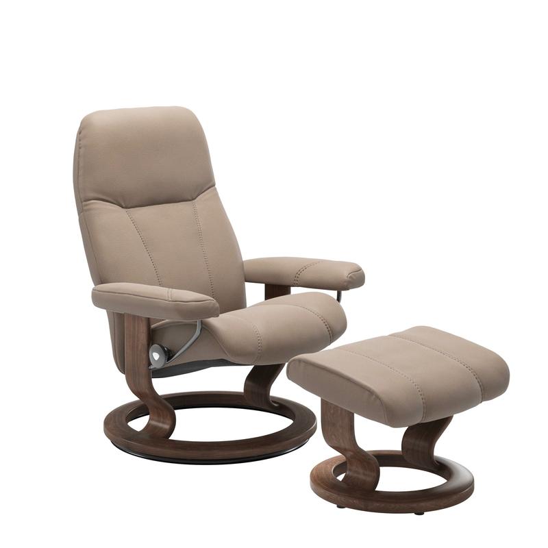 Stressless Consul Mole Medium Clas Recliner Chair and Stool