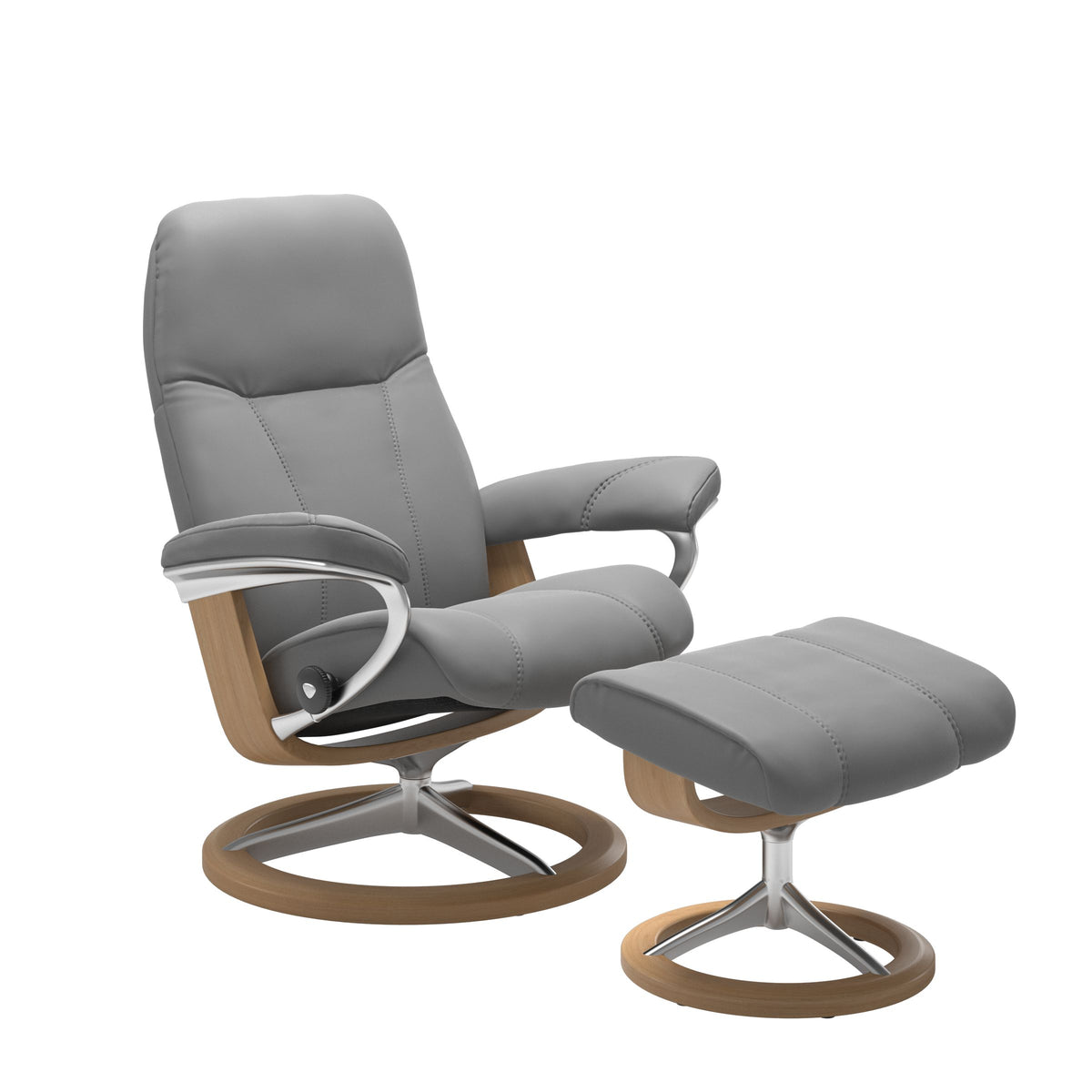 Stressless Consul Wild Dove Large Recliner Chair and Stool