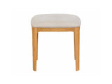 Stool with wooden base and fabric upholstered seat