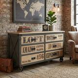 Juliette 6-Drawer Sideboard on Wheels