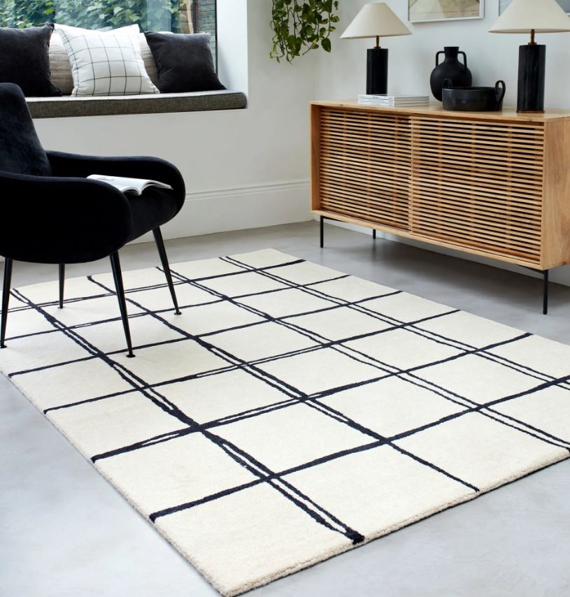 Albany Rug Grid Monochrome