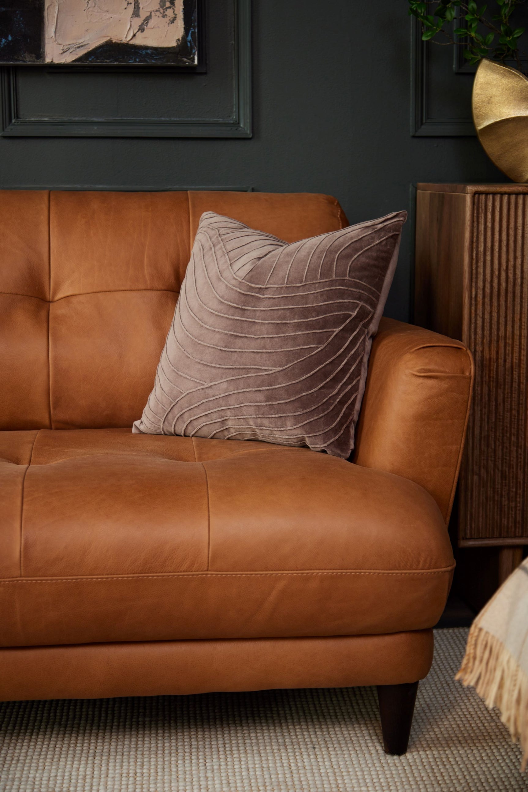 Azriel 3 Seater Natural Leather Sofa