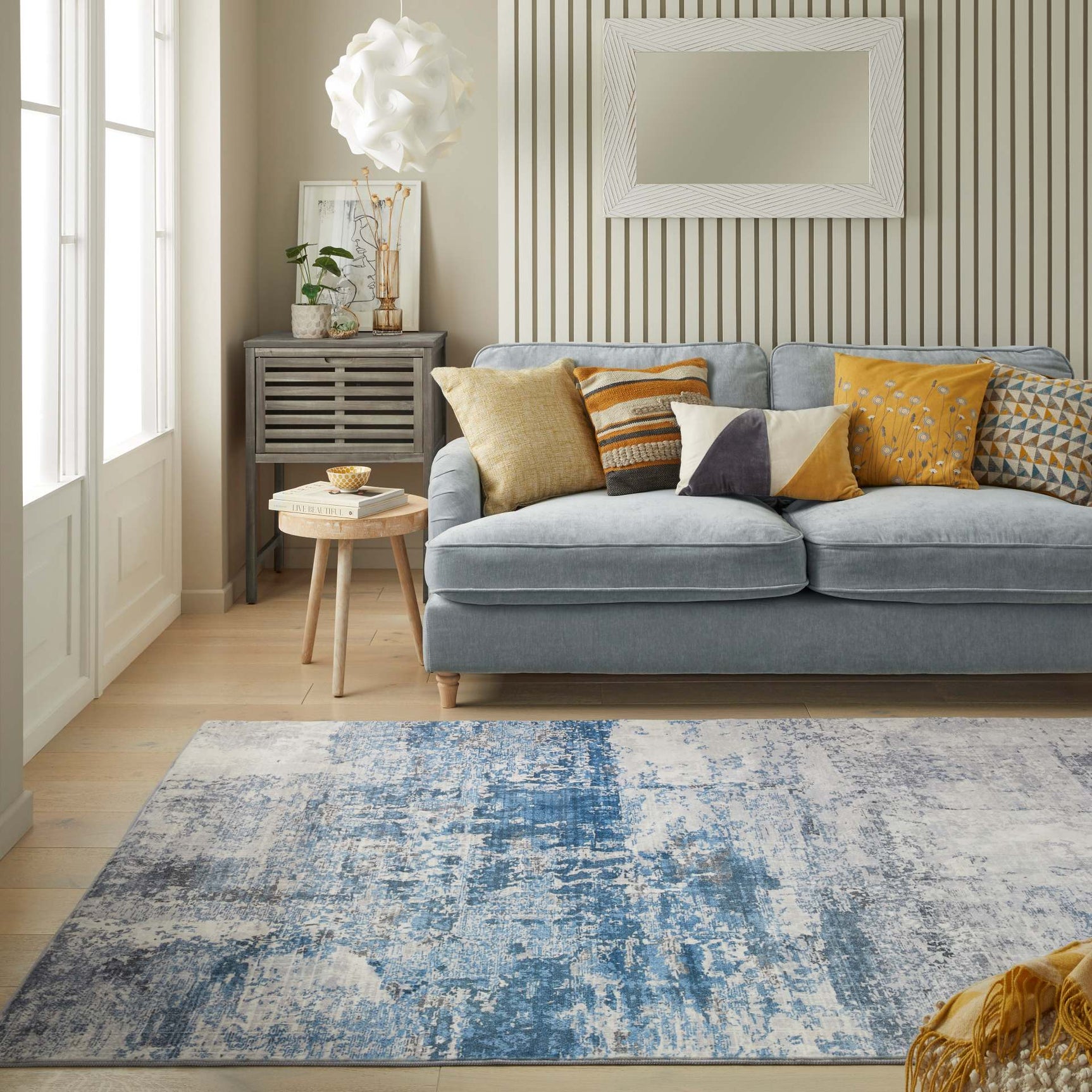 Concept Looms LUX07 Washable Rug Ivory Blue