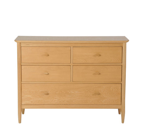 Ercol Teramo Oak 5 Drawer Wide Chest