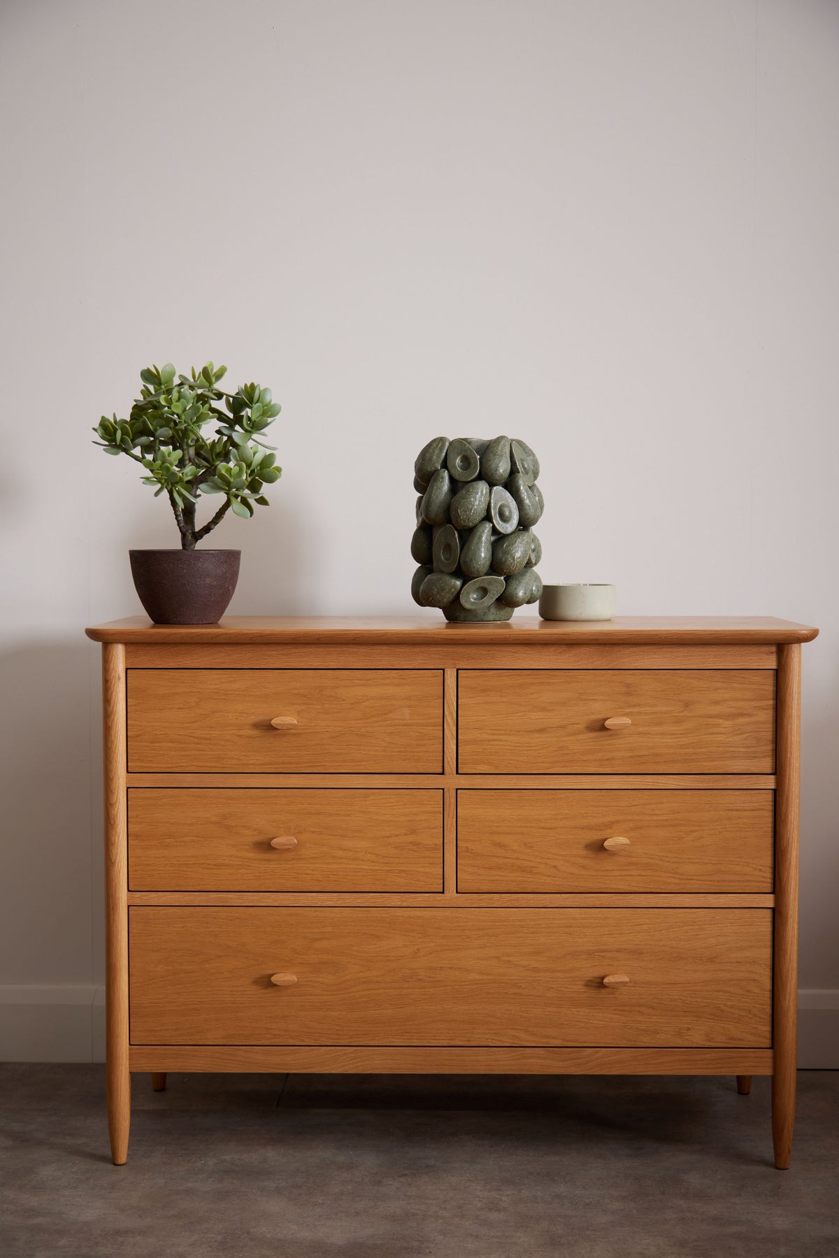 Ercol Teramo Oak 5 Drawer Wide Chest