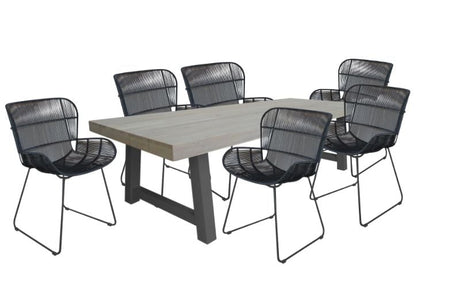Kingsville Garden Dining Set Graphite 195cm