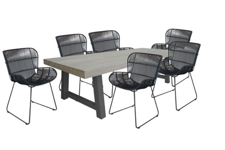 Kingsville Garden Dining Set Graphite 240cm