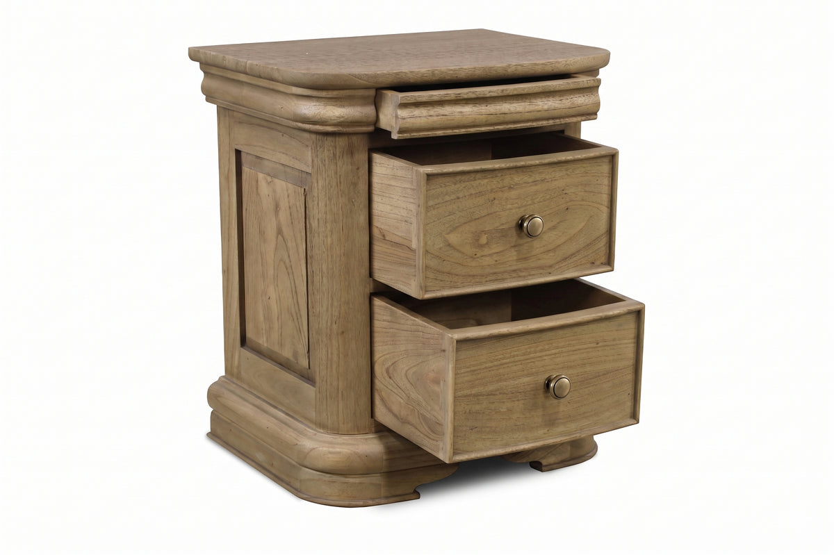 Merville 3 Drawer Bedside Table
