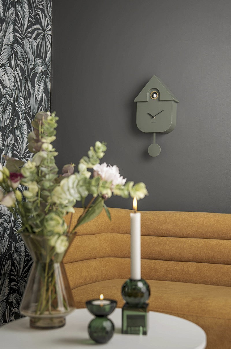Modern Cuckoo Wall Clock - Jungle Green