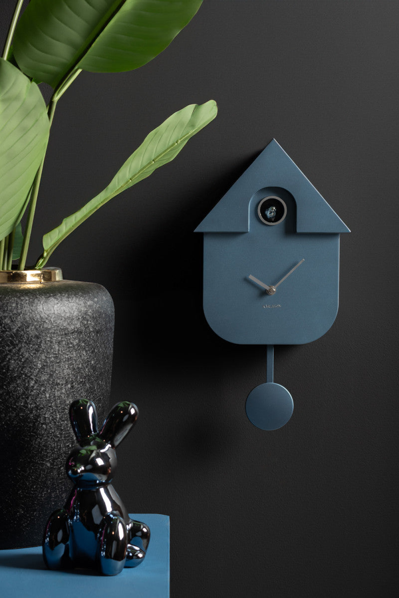 Modern Cuckoo Wall Clock - Metallic Dark Blue
