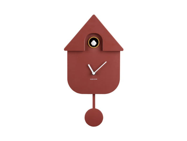 Modern Cuckoo Wall Clock - Red Ochre