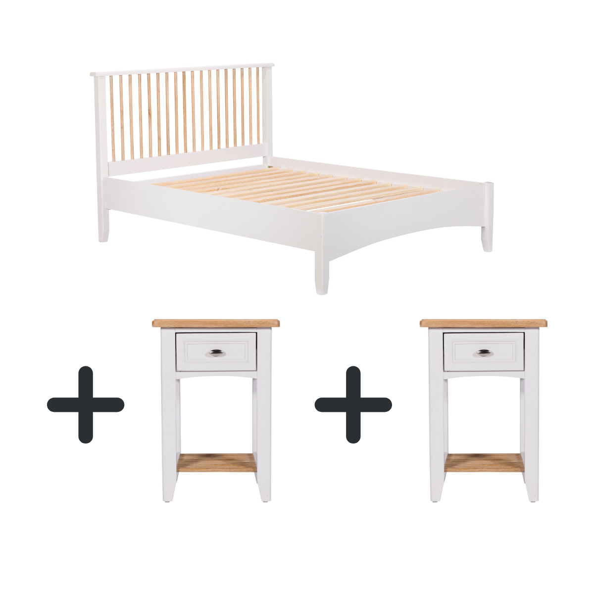 Portland Bedframe and Two Bedside Lockers - Bundle Deal