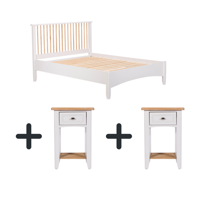 Portland Bedframe and Two Bedside Lockers - Bundle Deal