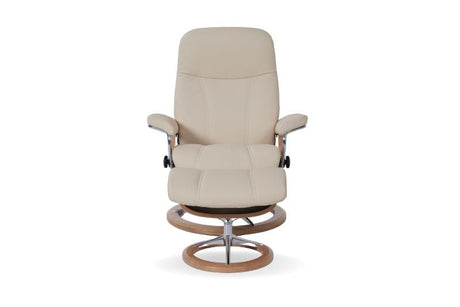 Stressless Consul Cream Large Recliner Chair and Stool