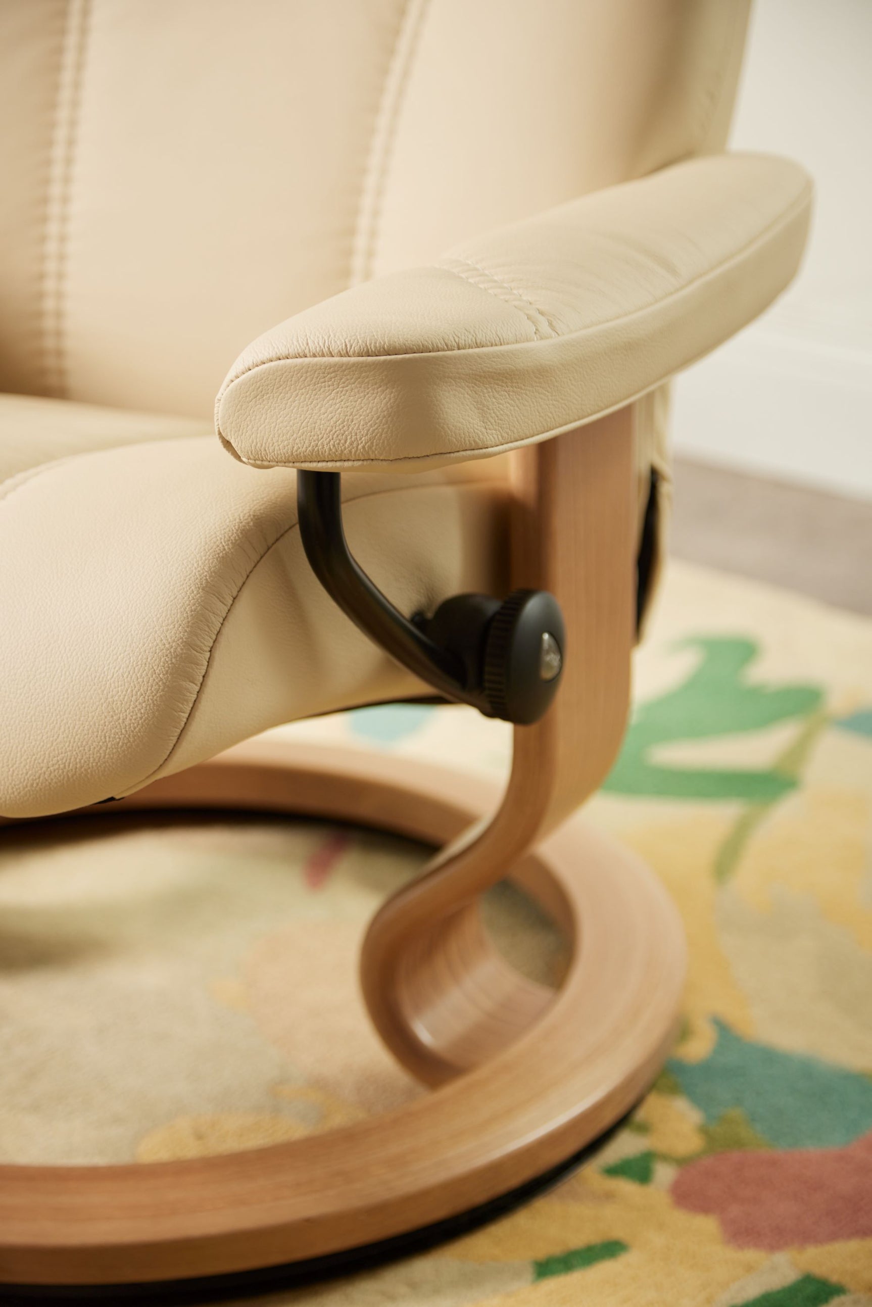 Stressless Consul Cream Medium Recliner Chair and Stool