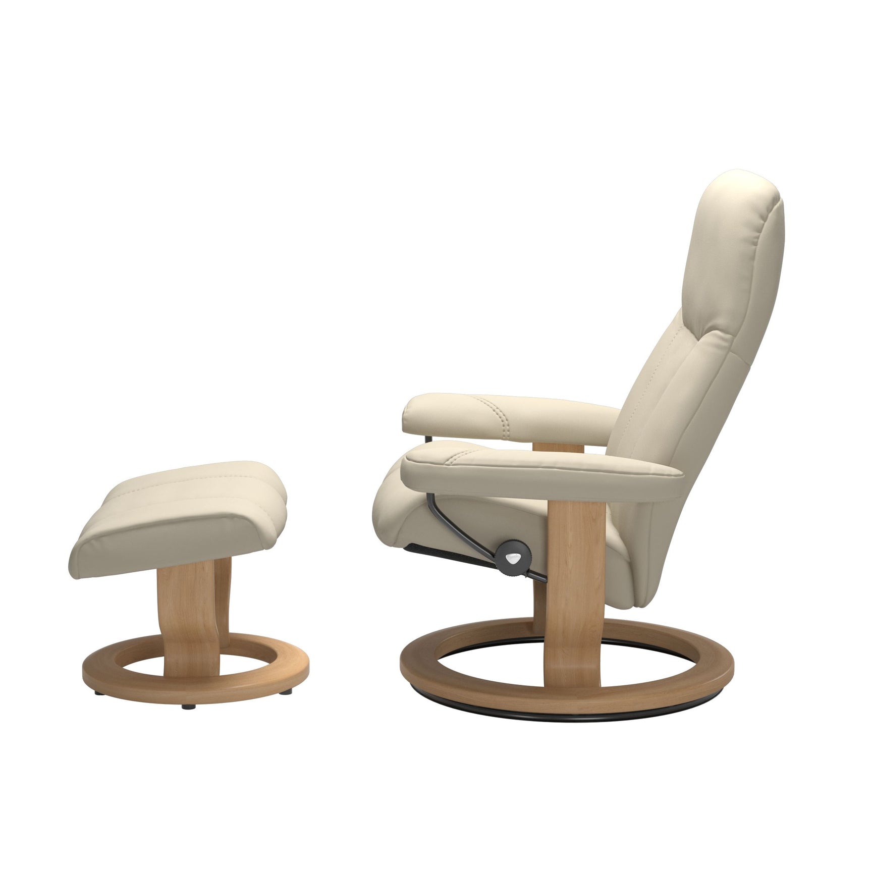 Stressless Consul Cream Medium Recliner Chair and Stool