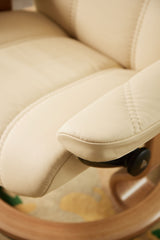 Stressless Consul Cream Medium Recliner Chair and Stool