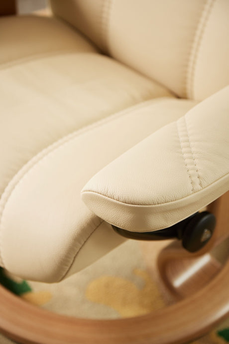 Stressless Consul Cream Medium Recliner Chair and Stool