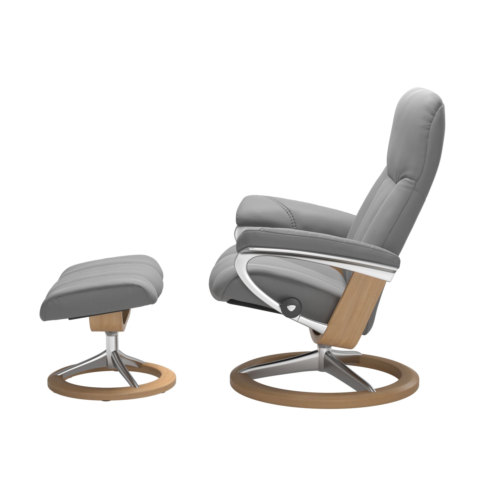 Stressless Consul Wild Dove Large Recliner Chair and Stool