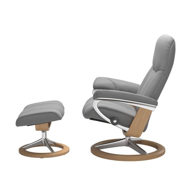 Stressless Consul Wild Dove Large Recliner Chair and Stool