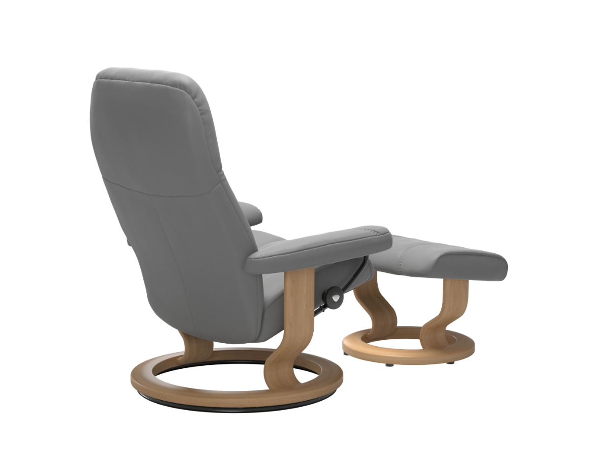 Stressless Consul Wild Dove Small Recliner Chair and Stool