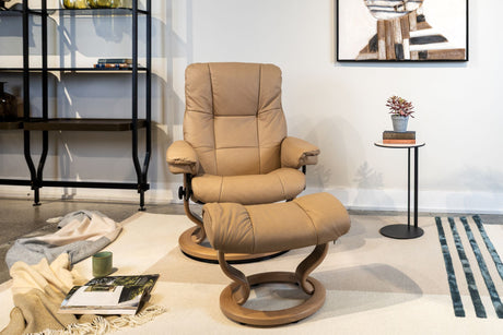 Stressless Mayfair Recliner Chair & Stool Medium Beige/Oak