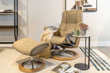 Stressless Mayfair Recliner Chair & Stool Sig Base Sand/Oak