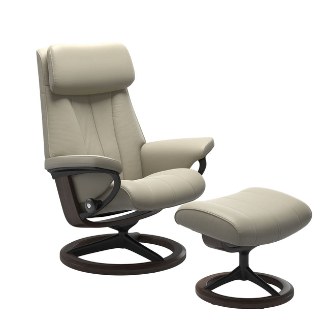 Stressless Paul M Recliner Light Grey Chair and Stool