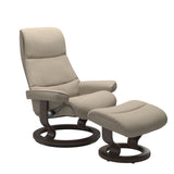 Stressless View M Recliner Light Beige Chair and Stool