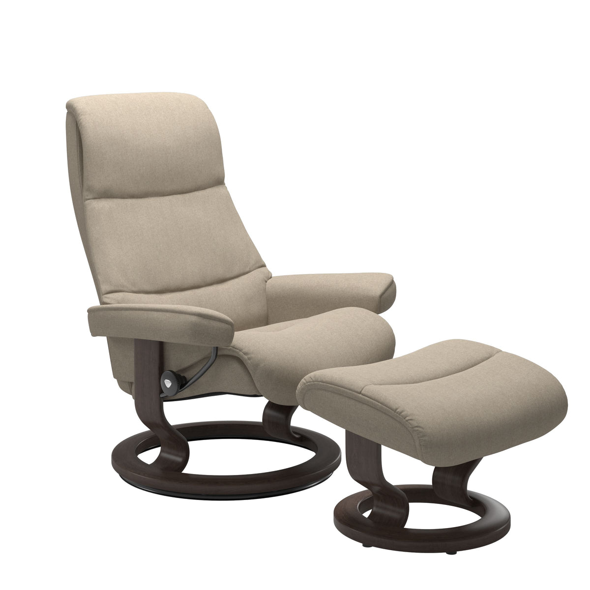 Stressless View M Recliner Light Beige Chair and Stool