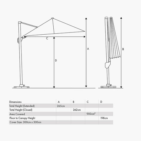 Taupe Glow Garden Parasol and Base