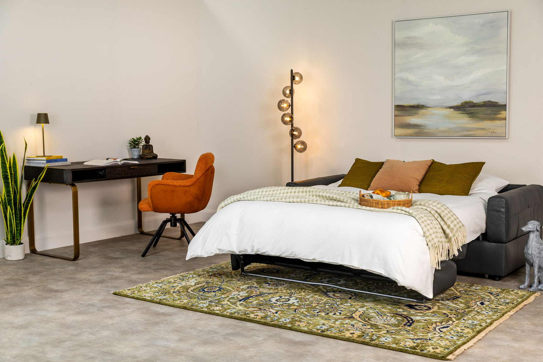 Visconti 3 Seater Leather Sofa Bed Anthracite